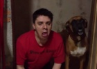 guy imitates his dog